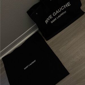 Saint Laurent Rive Gauche Black Canvas Tote